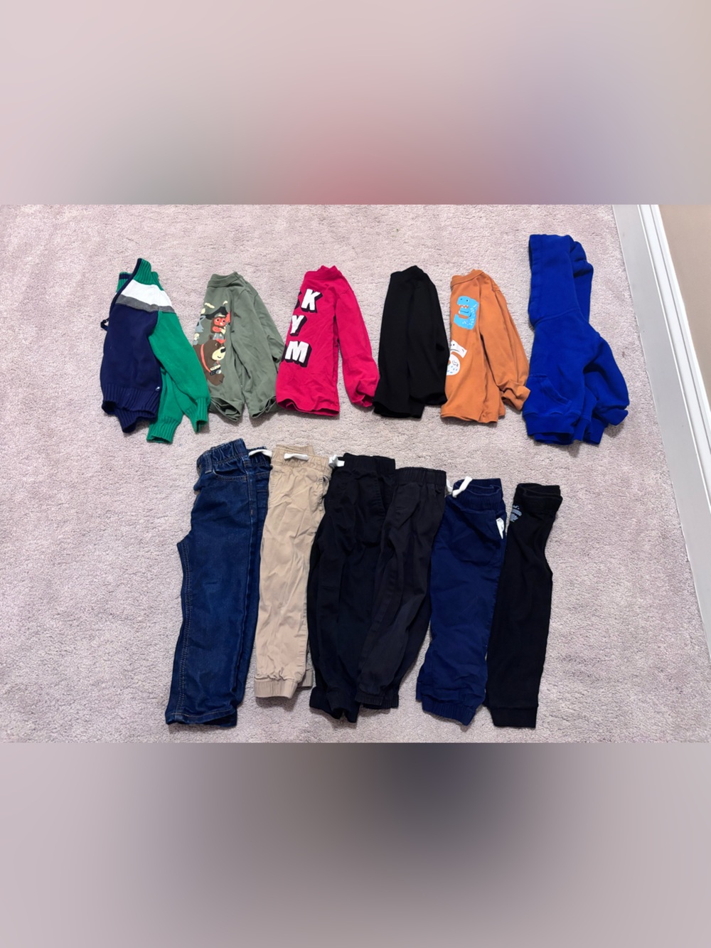 Kids Jogger Pants, long sleeve shirt, sweater and Hoodie bundle - Mixed Colors